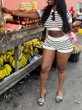 Gestreiftes Strick-Shorts-Set